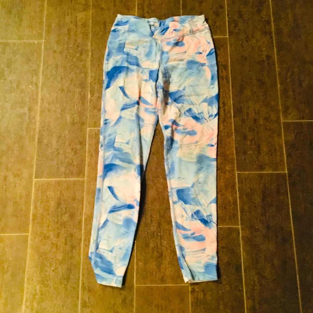 Pink and blue swirl athletic pants